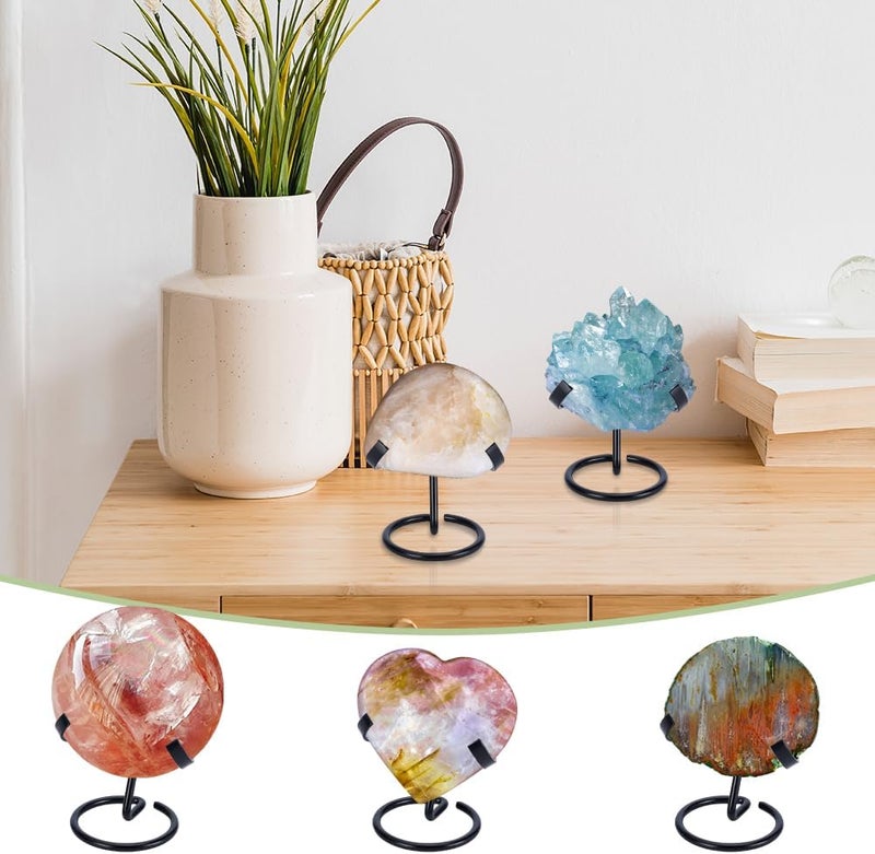 AHANDMAKER 2Pcs Crystal Ball Holder, Black Iron Arms Display Stand Sphere Display Holder for Small Gemstones Geodes Mineral Agate Home Office Decor, 8.05x2.44x3.46 inch - Image 5